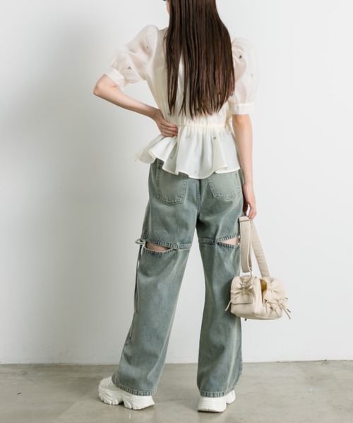 OLIVE des OLIVE（オリーブデオリーブ）の「Rose刺繍Wフロントブラウス（シャツ/ブラウス・レディース・アイボリー/ピンク/ブラック・FREE）」の10枚目の写真