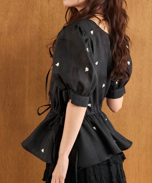 OLIVE des OLIVE（オリーブデオリーブ）の「Rose刺繍Wフロントブラウス（シャツ/ブラウス・レディース・アイボリー/ピンク/ブラック・FREE）」の13枚目の写真