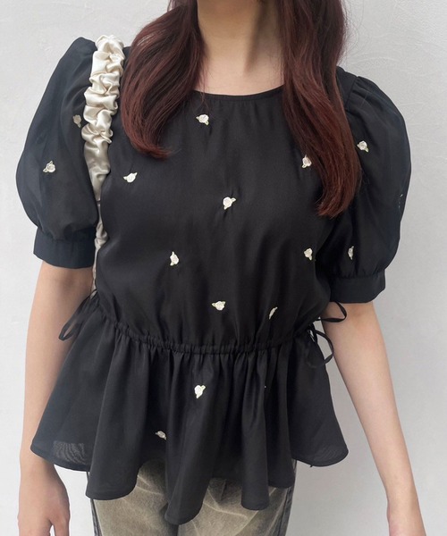 OLIVE des OLIVE（オリーブデオリーブ）の「Rose刺繍Wフロントブラウス（シャツ/ブラウス・レディース・アイボリー/ピンク/ブラック・FREE）」の15枚目の写真