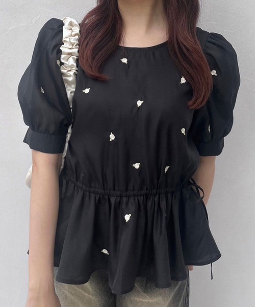 OLIVE des OLIVE（オリーブデオリーブ）の「Rose刺繍Wフロントブラウス（シャツ/ブラウス・レディース・アイボリー/ピンク/ブラック・FREE）」の16枚目の写真