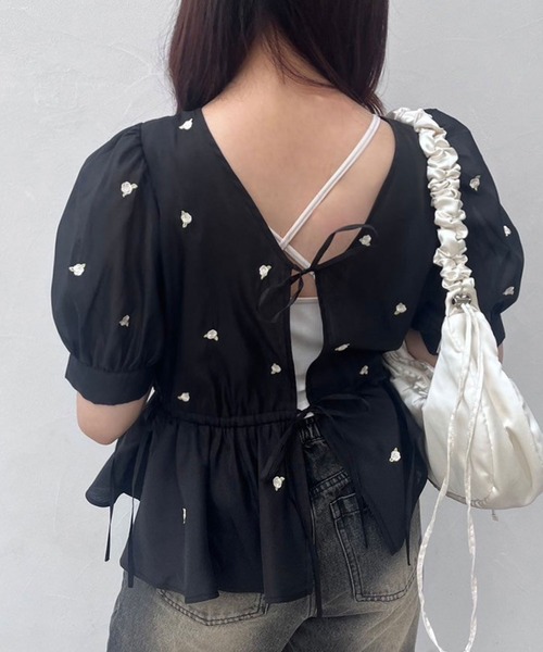 OLIVE des OLIVE（オリーブデオリーブ）の「Rose刺繍Wフロントブラウス（シャツ/ブラウス・レディース・アイボリー/ピンク/ブラック・FREE）」の18枚目の写真