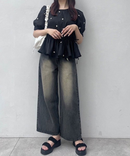 OLIVE des OLIVE（オリーブデオリーブ）の「Rose刺繍Wフロントブラウス（シャツ/ブラウス・レディース・アイボリー/ピンク/ブラック・FREE）」の19枚目の写真