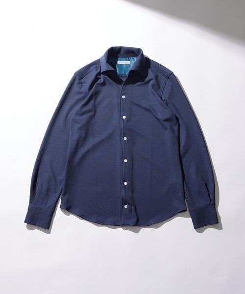 DESIGNWORKS(デザインワークス)の「【ワンピースカラー】タテアミドビー 長袖 シャツ(シャツ/ブラウス・メンズ・ホワイト/ネイビー/スミクロ・50/48/46/44)」の3枚目の写真