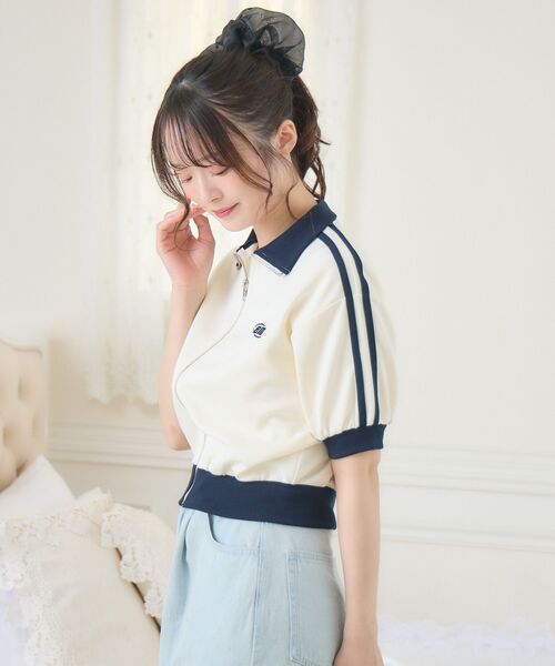 ems excite(エムズエキサイト)の「バイカラーショートトラックJK(Tシャツ/カットソー・レディース・チャコールグレー/オフホワイト/ナチュラル・FREE)」の19枚目の写真