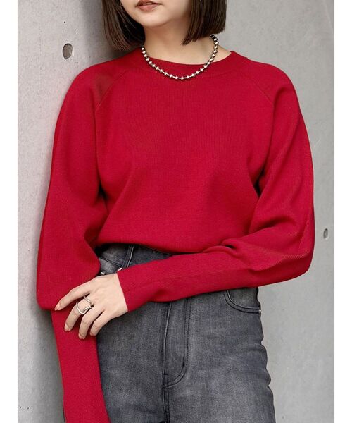 MURUA（ムルーア）の「クルーネックボリュームスリーブニット（ニット/セーター・レディース・ブルー/アイボリー/レッド/グレー/ブラック・FREE）」の5枚目の写真