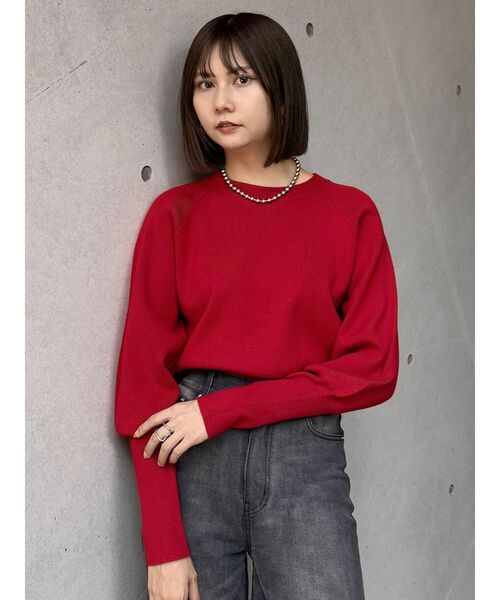 MURUA（ムルーア）の「クルーネックボリュームスリーブニット（ニット/セーター・レディース・ブルー/アイボリー/レッド/グレー/ブラック・FREE）」の8枚目の写真