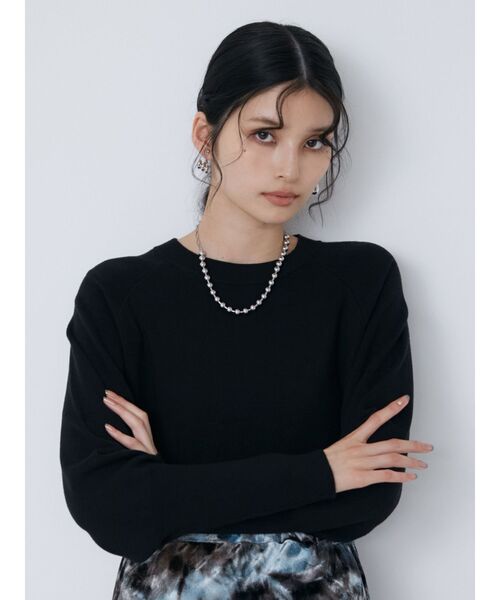 MURUA（ムルーア）の「クルーネックボリュームスリーブニット（ニット/セーター・レディース・ブルー/アイボリー/レッド/グレー/ブラック・FREE）」の11枚目の写真