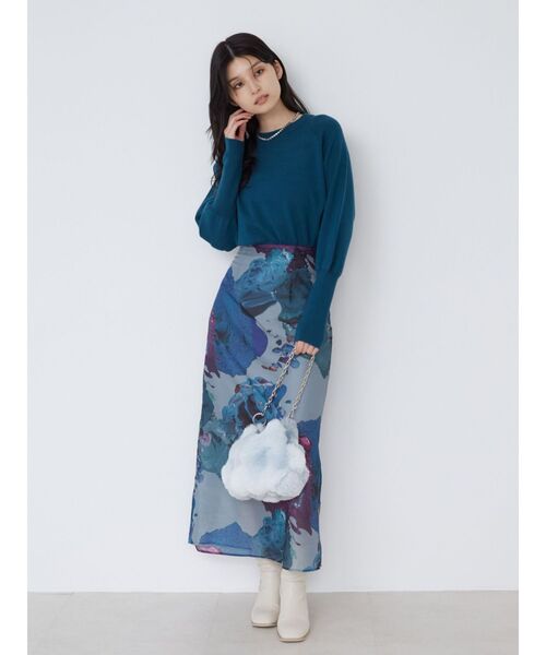 MURUA（ムルーア）の「クルーネックボリュームスリーブニット（ニット/セーター・レディース・ブルー/アイボリー/レッド/グレー/ブラック・FREE）」の21枚目の写真