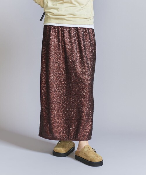 BEAUTY&YOUTH UNITED ARROWS（ビューティーアンドユースユナイテッドアローズ）の「スパンコール Iライン スカート（スカート・レディース・ブラウン/シルバー・M/S）」の2枚目の写真