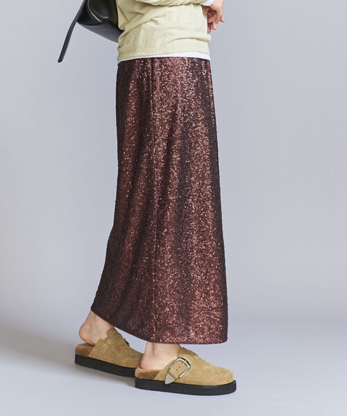 BEAUTY&YOUTH UNITED ARROWS（ビューティーアンドユースユナイテッドアローズ）の「スパンコール Iライン スカート（スカート・レディース・ブラウン/シルバー・M/S）」の3枚目の写真