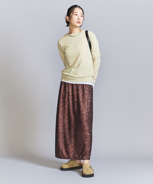 BEAUTY&YOUTH UNITED ARROWS（ビューティーアンドユースユナイテッドアローズ）の「スパンコール Iライン スカート（スカート・レディース・ブラウン/シルバー・M/S）」の4枚目の写真