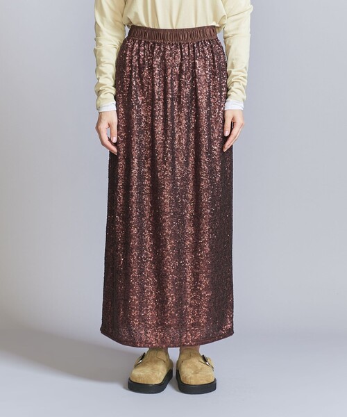 BEAUTY&YOUTH UNITED ARROWS（ビューティーアンドユースユナイテッドアローズ）の「スパンコール Iライン スカート（スカート・レディース・ブラウン/シルバー・M/S）」の9枚目の写真