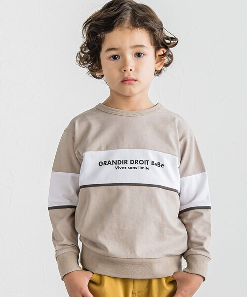 【セール】切り替えライン長袖ビッグTシャツ(90~160cm)（Tシャツ/カットソー）｜BeBe（ベベ） 5,205円