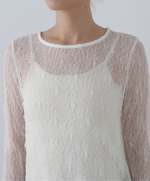 N.（N. Natural Beauty Basic）（エヌエヌナチュラルビューティーベーシック）の「◆シアーフラワーカットソー（Tシャツ/カットソー・レディース・オフホワイト/ブラック・MEDIUM）」の7枚目の写真