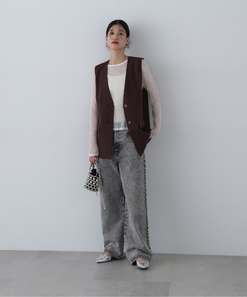 N.（N. Natural Beauty Basic）（エヌエヌナチュラルビューティーベーシック）の「◆シアーフラワーカットソー（Tシャツ/カットソー・レディース・オフホワイト/ブラック・MEDIUM）」の11枚目の写真