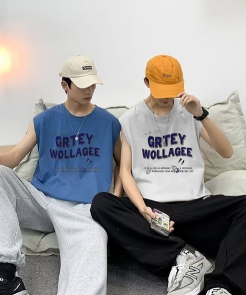 NOWLE（ノウル）の「【NOWLE】ルーズシルエット フロントロゴ ノースリーブ Tシャツ（タンクトップ・メンズ・ホワイト/ブラック・LARGE/MEDIUM）」の12枚目の写真