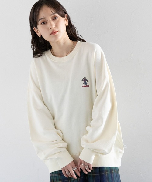 CONVERSE(コンバース)の「CONVERSE/ベアロゴルーズスウェット(スウェット・レディース・ホワイト/ネイビー/ピンク・FREE)」の6枚目の写真