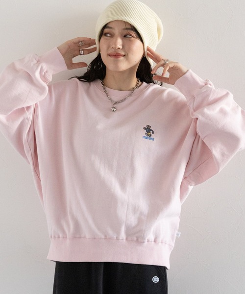 CONVERSE(コンバース)の「CONVERSE/ベアロゴルーズスウェット(スウェット・レディース・ホワイト/ネイビー/ピンク・FREE)」の10枚目の写真