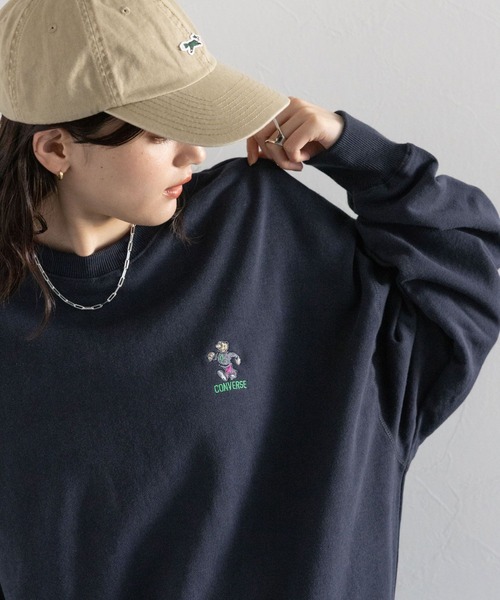 CONVERSE(コンバース)の「CONVERSE/ベアロゴルーズスウェット(スウェット・レディース・ホワイト/ネイビー/ピンク・FREE)」の18枚目の写真