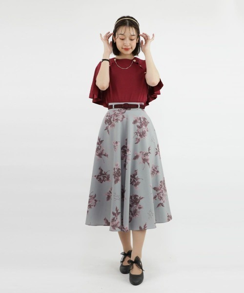 an another angelus（アンアナザーアンジェラス）の「ベルト付きアートローズ柄フレアースカート/ananotherangelus（スカート・レディース・ボルドー/ブルー・FREE）」の18枚目の写真