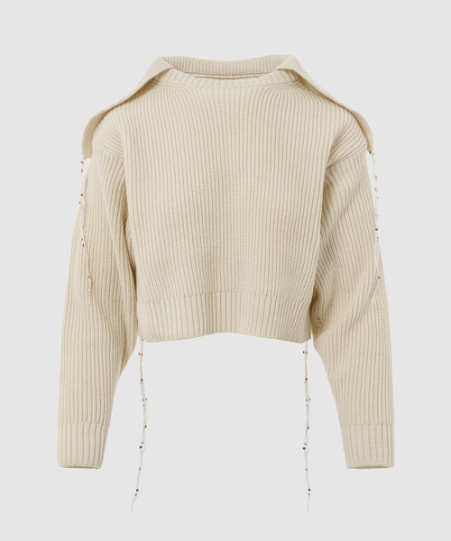 TAN(タン)の「SPANGLE KNITTED SAILOR COLLAR LONG SLEEVE TOPS(その他トップス・レディース・ネイビー/ホワイト・FREE)」の2枚目の写真
