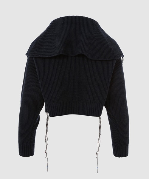 TAN(タン)の「SPANGLE KNITTED SAILOR COLLAR LONG SLEEVE TOPS(その他トップス・レディース・ネイビー/ホワイト・FREE)」の7枚目の写真