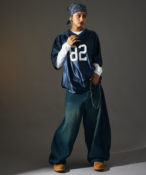 FREAK'S STORE（フリークスストア）の「限定展開 MR HEARTS/ミスターハーツ MR HEARTS/ミスターハーツ VINTAGE WASH WIDE SILHOUETTE CURVE DENIM（デニムパンツ・メンズ・ブラック/サックスブルー/ネイビー・SMALL/MEDIUM/LARGE）」の21枚目の写真