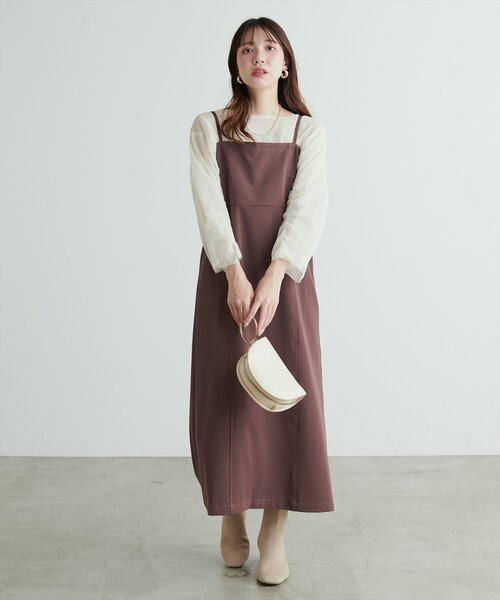 natural couture(ナチュラルクチュール)の「ネットチュールアシメ切替プルオーバー(Tシャツ/カットソー・レディース・チャコールグレー/グレイッシュベージュ/ピンク系その他/アイボリー・FREE)」の12枚目の写真