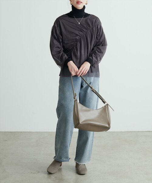 natural couture(ナチュラルクチュール)の「ネットチュールアシメ切替プルオーバー(Tシャツ/カットソー・レディース・チャコールグレー/グレイッシュベージュ/ピンク系その他/アイボリー・FREE)」の16枚目の写真