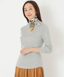 【ウォッシャブルシルク】リブタートルニット