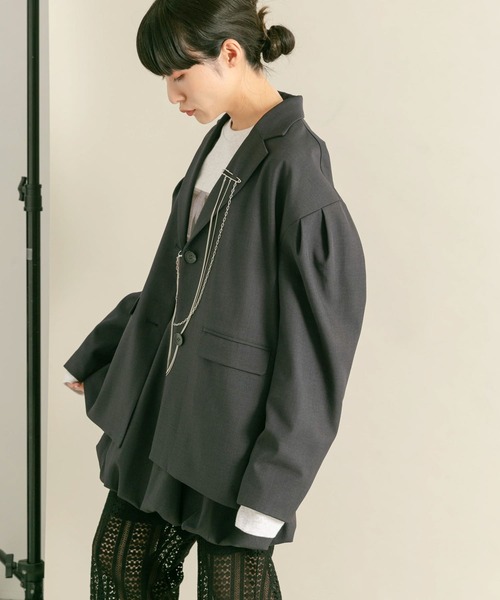 KBF（ケイビーエフ）の「ショルダータックBIGジャケット（その他アウター・レディース・カーキ/グレー系その他・ONE）」の5枚目の写真