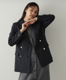 OPAQUE.CLIP | 金ボタンダブルテーラードジャケット【洗える/ストレッチ/抗ピル】(テーラードジャケット)