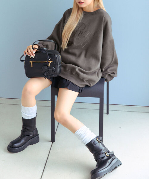 OLIVE des OLIVE(オリーブデオリーブ)の「ロゴ刺繍スウェット(Tシャツ/カットソー・レディース・スミクロ/サックスブルー/トップグレー/オフホワイト・FREE)」の21枚目の写真