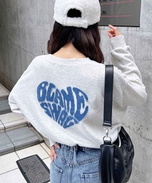 裾ドロストBackハートスウェットショートトップス