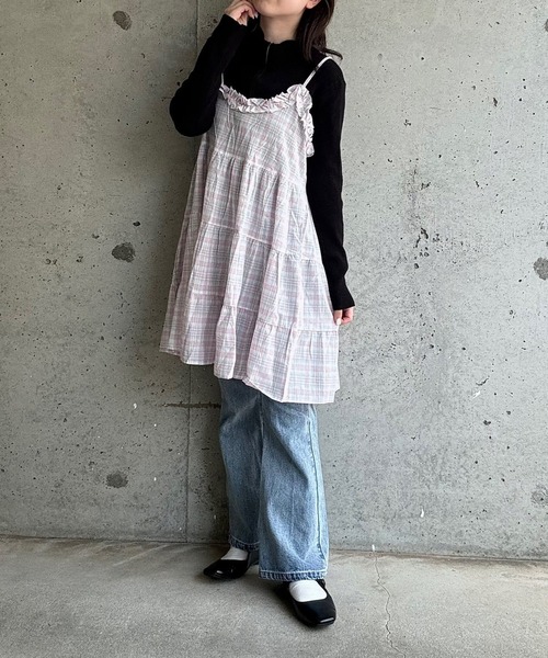 merrylatte(メリーラテ)の「チェックリボンキャミワンピース(ワンピース・レディース・イエロー・FREE)」の15枚目の写真