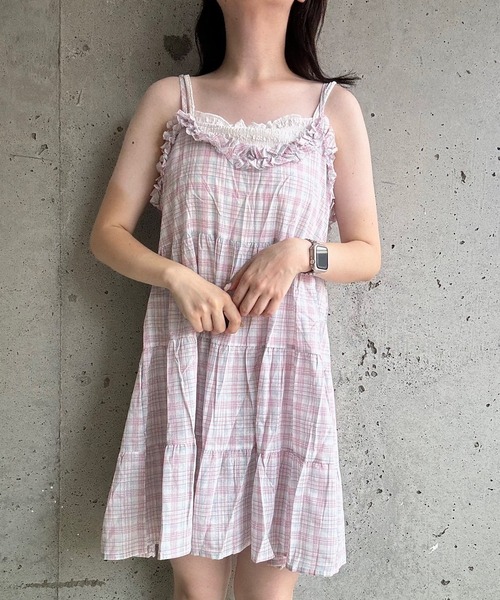 merrylatte(メリーラテ)の「チェックリボンキャミワンピース(ワンピース・レディース・イエロー・FREE)」の20枚目の写真
