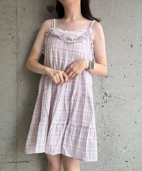 merrylatte(メリーラテ)の「チェックリボンキャミワンピース(ワンピース・レディース・イエロー・FREE)」の21枚目の写真