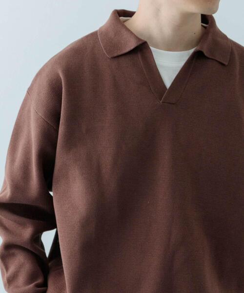 JOURNAL STANDARD ダークブラウン Vネック スキッパー ニット WEB 限定 / バイカラー スキッパー ニット