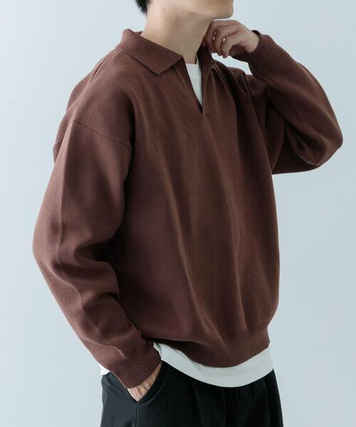 ITEMS URBANRESEARCH（アイテムズ アーバンリサーチ）の「『抗菌/マシンウォッシャブル/UVカット』ミラノリブ スキッパーニットインナーセット（ニット/セーター・メンズ・ブラウン/ベージュ/ブラック・MEDIUM/LARGE）」の6枚目の写真