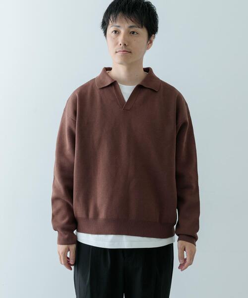 ITEMS URBANRESEARCH（アイテムズ アーバンリサーチ）の「『抗菌/マシンウォッシャブル/UVカット』ミラノリブ スキッパーニットインナーセット（ニット/セーター・メンズ・ブラウン/ベージュ/ブラック・MEDIUM/LARGE）」の9枚目の写真