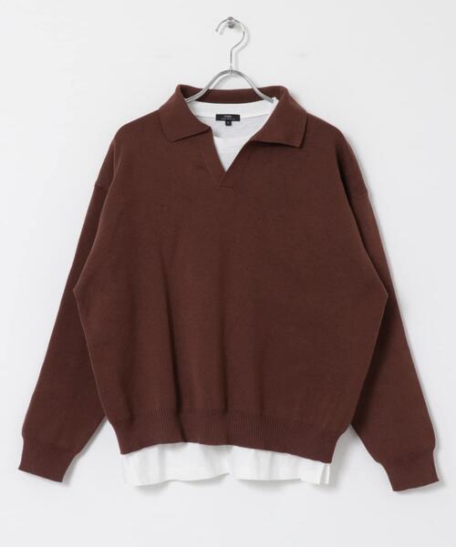 ITEMS URBANRESEARCH（アイテムズ アーバンリサーチ）の「『抗菌/マシンウォッシャブル/UVカット』ミラノリブ スキッパーニットインナーセット（ニット/セーター・メンズ・ブラウン/ベージュ/ブラック・MEDIUM/LARGE）」の12枚目の写真