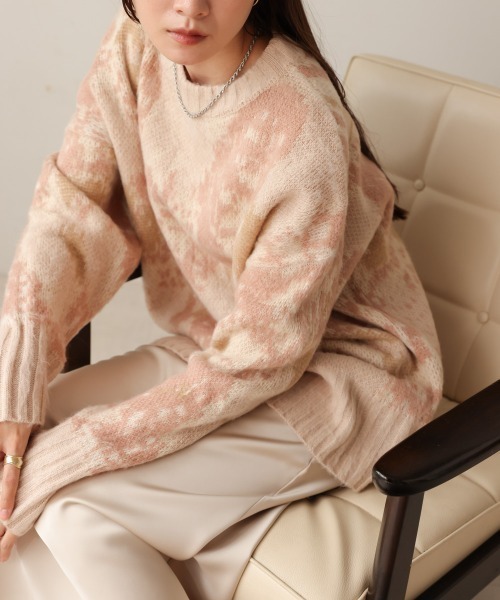 Bab（バブ）の「ニュアンス柄ケガキニットトップス（ニット/セーター・レディース・アイボリー/グレー/ピンク/グリーン・FREE）」の4枚目の写真