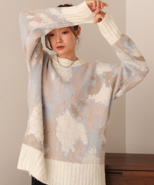 Bab（バブ）の「ニュアンス柄ケガキニットトップス（ニット/セーター・レディース・アイボリー/グレー/ピンク/グリーン・FREE）」の7枚目の写真