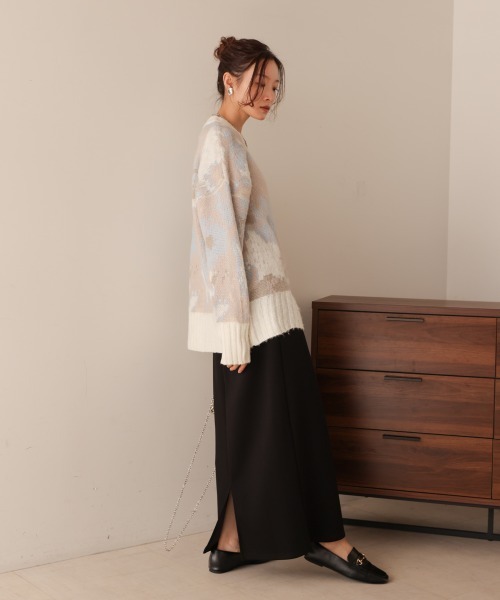 Bab（バブ）の「ニュアンス柄ケガキニットトップス（ニット/セーター・レディース・アイボリー/グレー/ピンク/グリーン・FREE）」の9枚目の写真