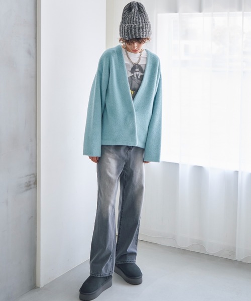 Doux archives（ドゥアルシーヴ）の「ダブルフェイスカーデ（カーディガン/ボレロ・レディース・ブルー/チャコールグレー/ベージュ・FREE）」の9枚目の写真