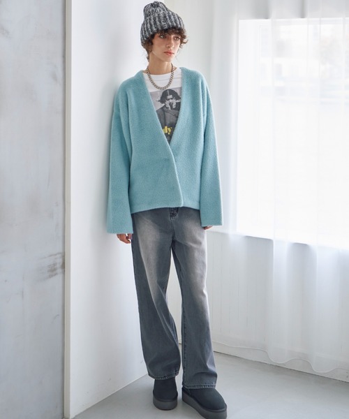 Doux archives（ドゥアルシーヴ）の「ダブルフェイスカーデ（カーディガン/ボレロ・レディース・ブルー/チャコールグレー/ベージュ・FREE）」の10枚目の写真