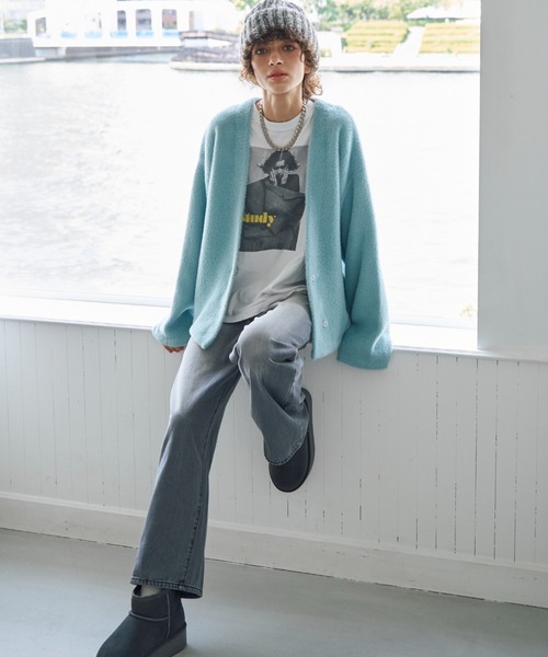 Doux archives（ドゥアルシーヴ）の「ダブルフェイスカーデ（カーディガン/ボレロ・レディース・ブルー/チャコールグレー/ベージュ・FREE）」の17枚目の写真