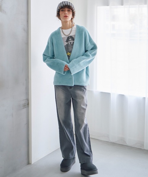 Doux archives（ドゥアルシーヴ）の「ダブルフェイスカーデ（カーディガン/ボレロ・レディース・ブルー/チャコールグレー/ベージュ・FREE）」の11枚目の写真