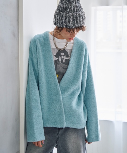Doux archives（ドゥアルシーヴ）の「ダブルフェイスカーデ（カーディガン/ボレロ・レディース・ブルー/チャコールグレー/ベージュ・FREE）」の18枚目の写真