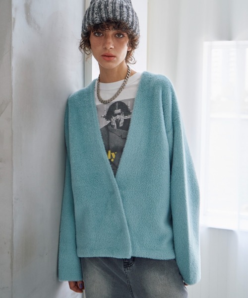 Doux archives（ドゥアルシーヴ）の「ダブルフェイスカーデ（カーディガン/ボレロ・レディース・ブルー/チャコールグレー/ベージュ・FREE）」の19枚目の写真